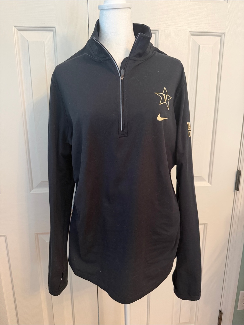 Nike Vanderbilt Black Quarter-Zip Pullover with Gold Star and Swoosh